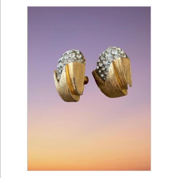 Art Deco style vintage screw back earrings m - Picture 2 of 5